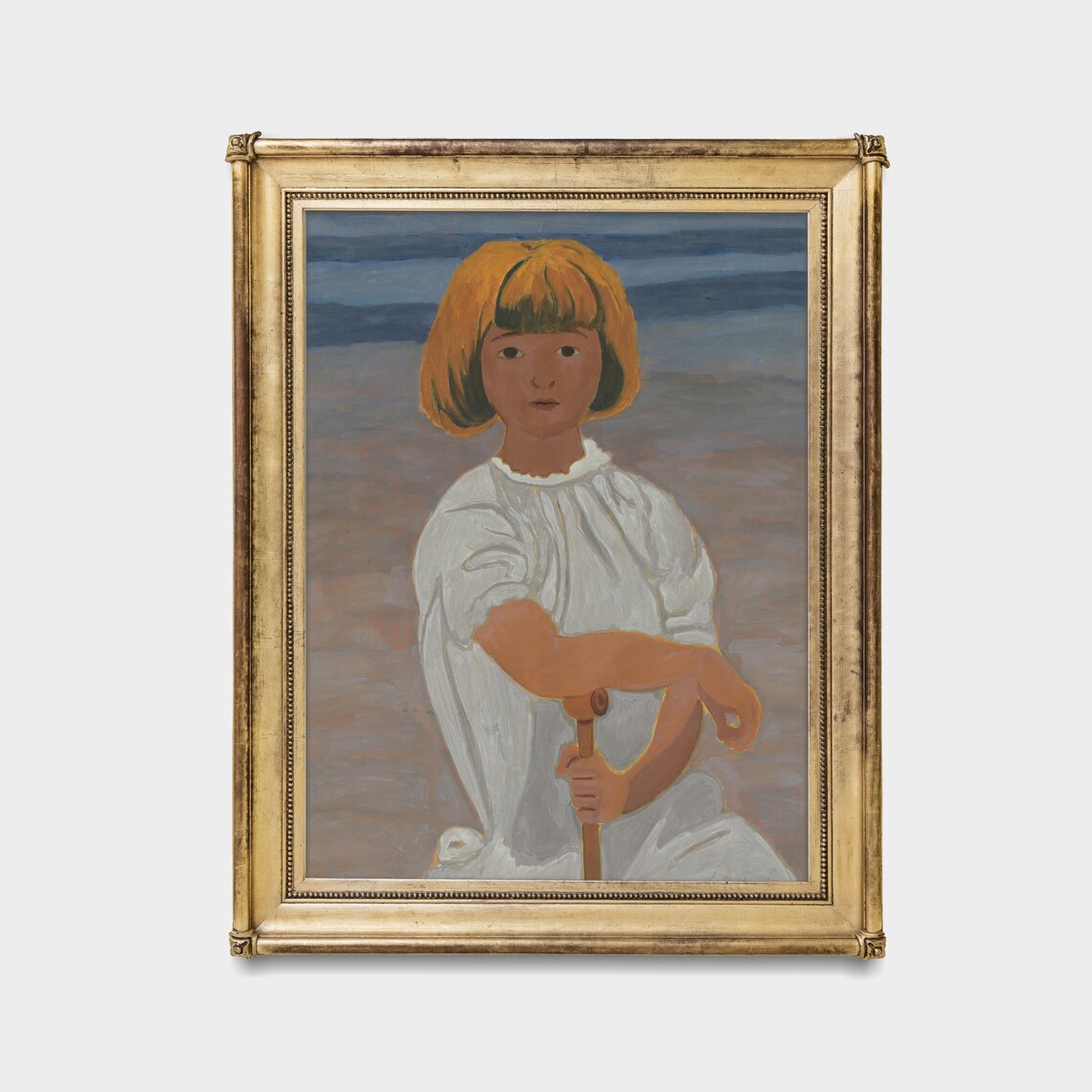 Portrait Of A Young Girl With Orange Bob Holding A Cane Vintage Poster - Image 3