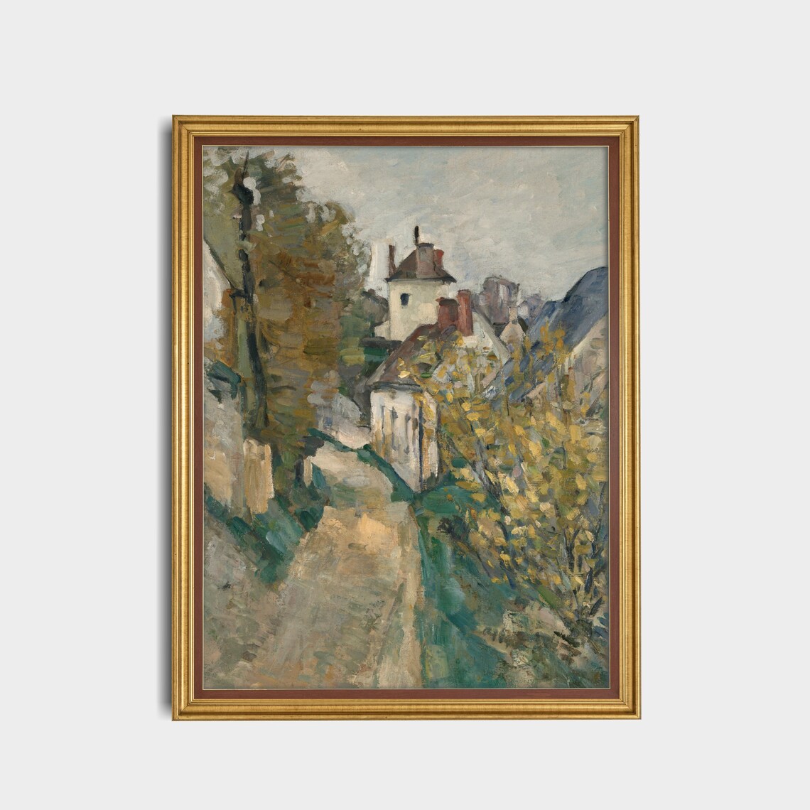 Impressionist Village Street Painting Antique Country Houses Wall Art - Image 5