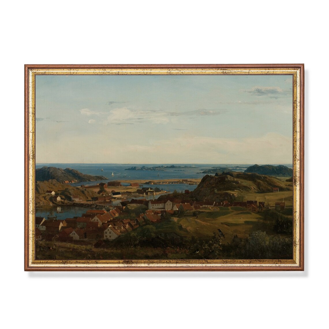Vintage Coastal Seascape, Antique Beach Art Print