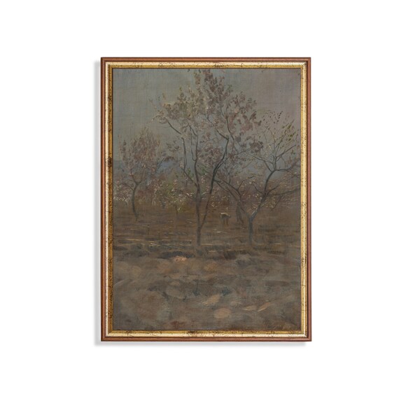 Mailed Print Vintage Landscape Painting Country Landscape Moody Rustic Antique Forest Print Farmhouse Decor Printed And Shipped