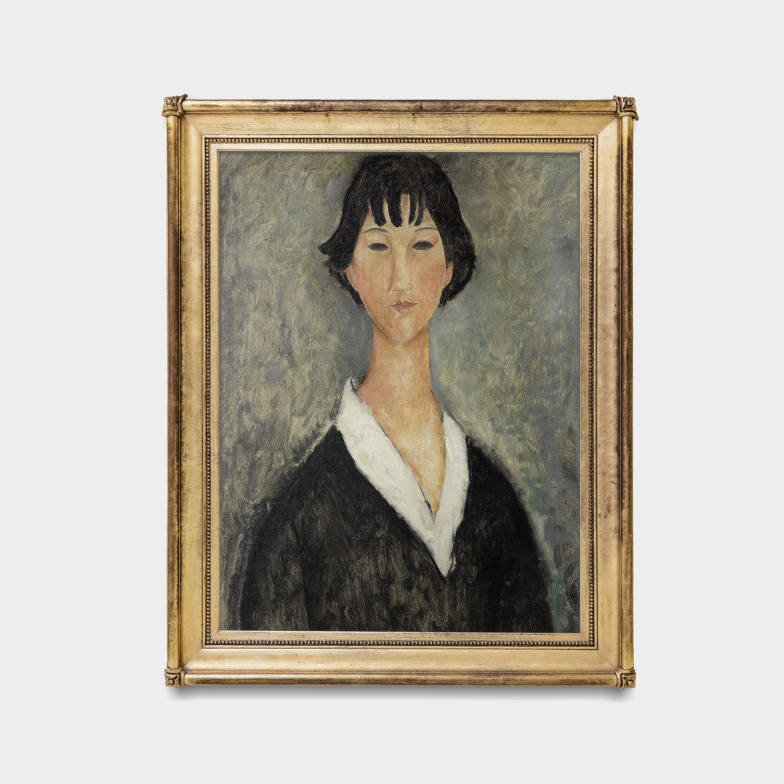 Modigliani Style Portrait Of A Woman In Black Dress Vintage Poster - Image 3