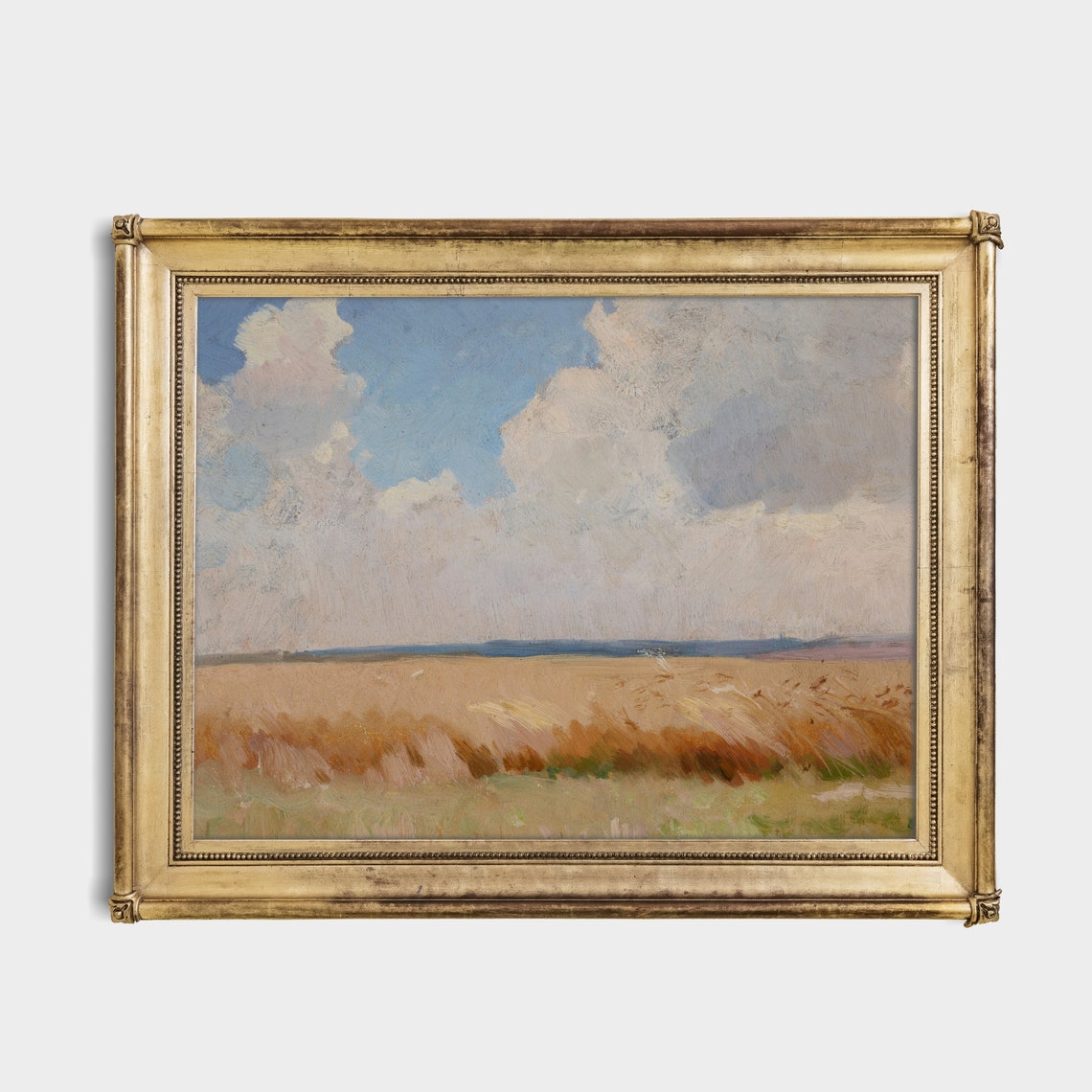 Golden Wheat Field Under Dramatic Cloudy Sky Impressionist Poster - Image 2