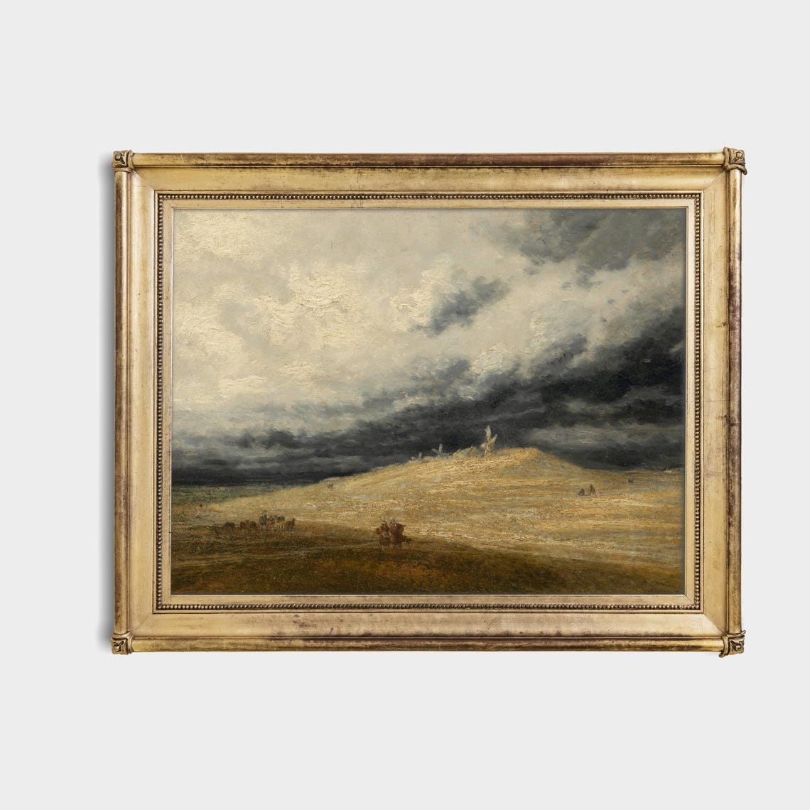 Windmill on Golden Dunes Stormy Sky Vintage Landscape Poster Art - Image 4