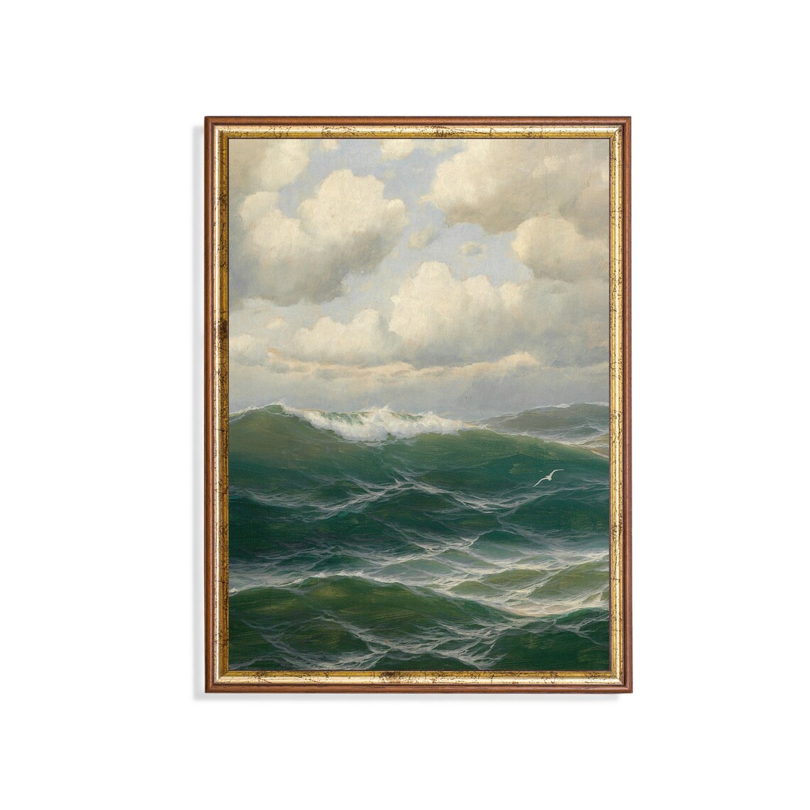 Vintage Seascape Painting and Ship Art Print