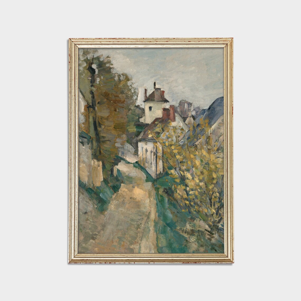Impressionist Village Street Painting Antique Country Houses Wall Art - Image 2