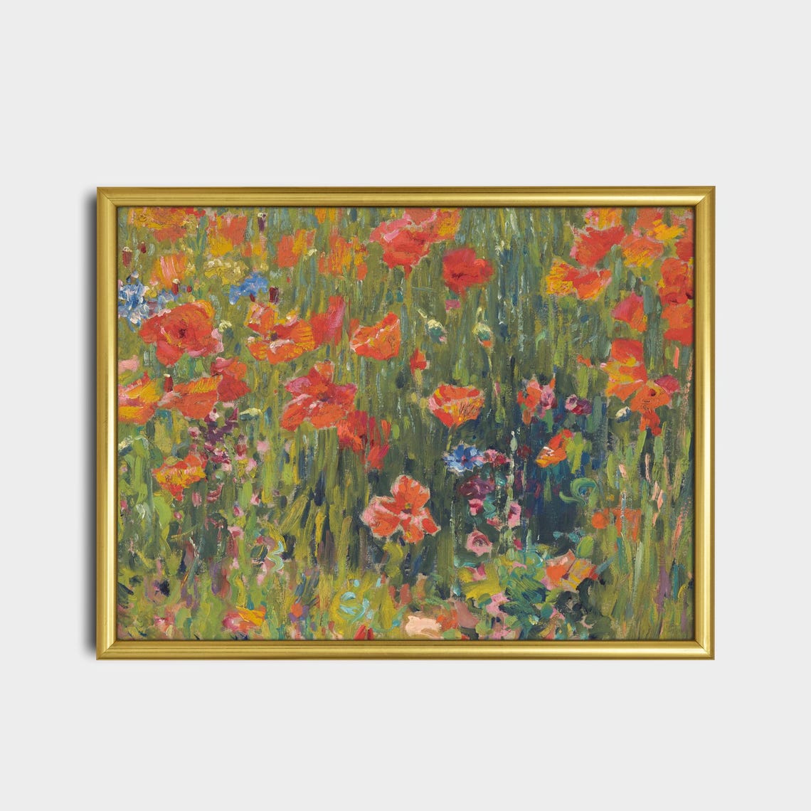 Red Poppies Meadow Impressionist Vintage Floral Landscape Poster - Image 2