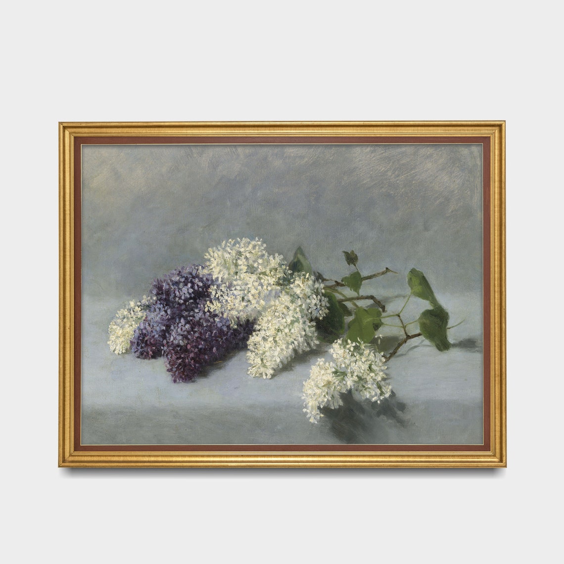 White and Purple Lilac Sprigs Delicate Still Life Floral Poster - Image 3