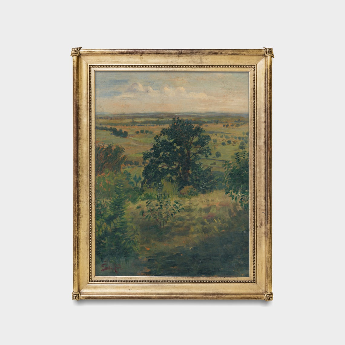 Hilltop View Over a Sunlit Valley With a Great Oak Tree Poster - Image 3