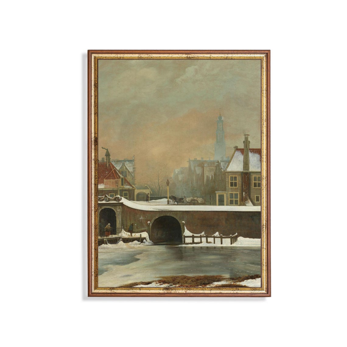 Printed And Shipped Winter Landscape City In The Snow Vintage Wall Art Christmas Decor Antique Oil Painting Winter In Amsterdam