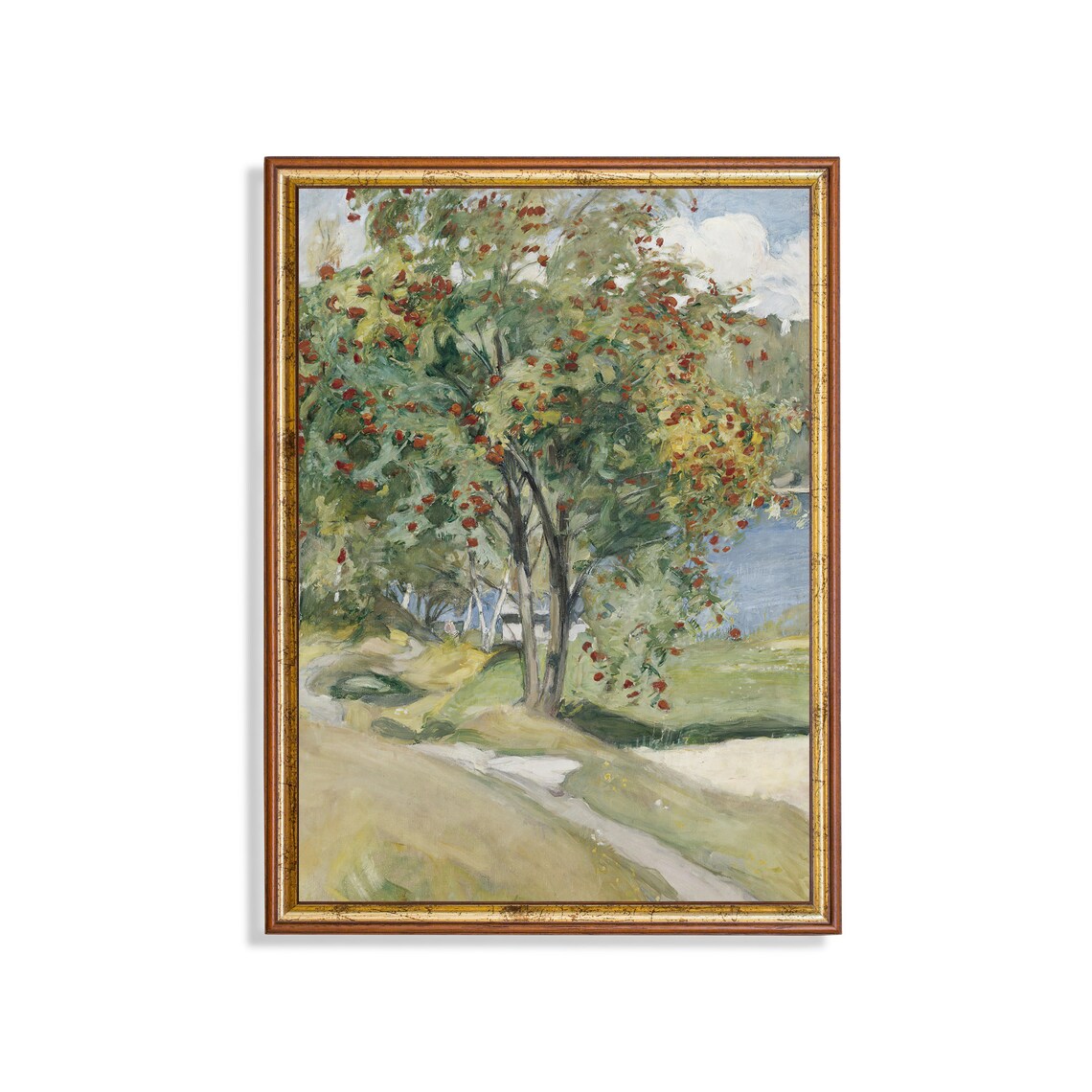 Vintage Rowan Trees Country Landscape Art Print