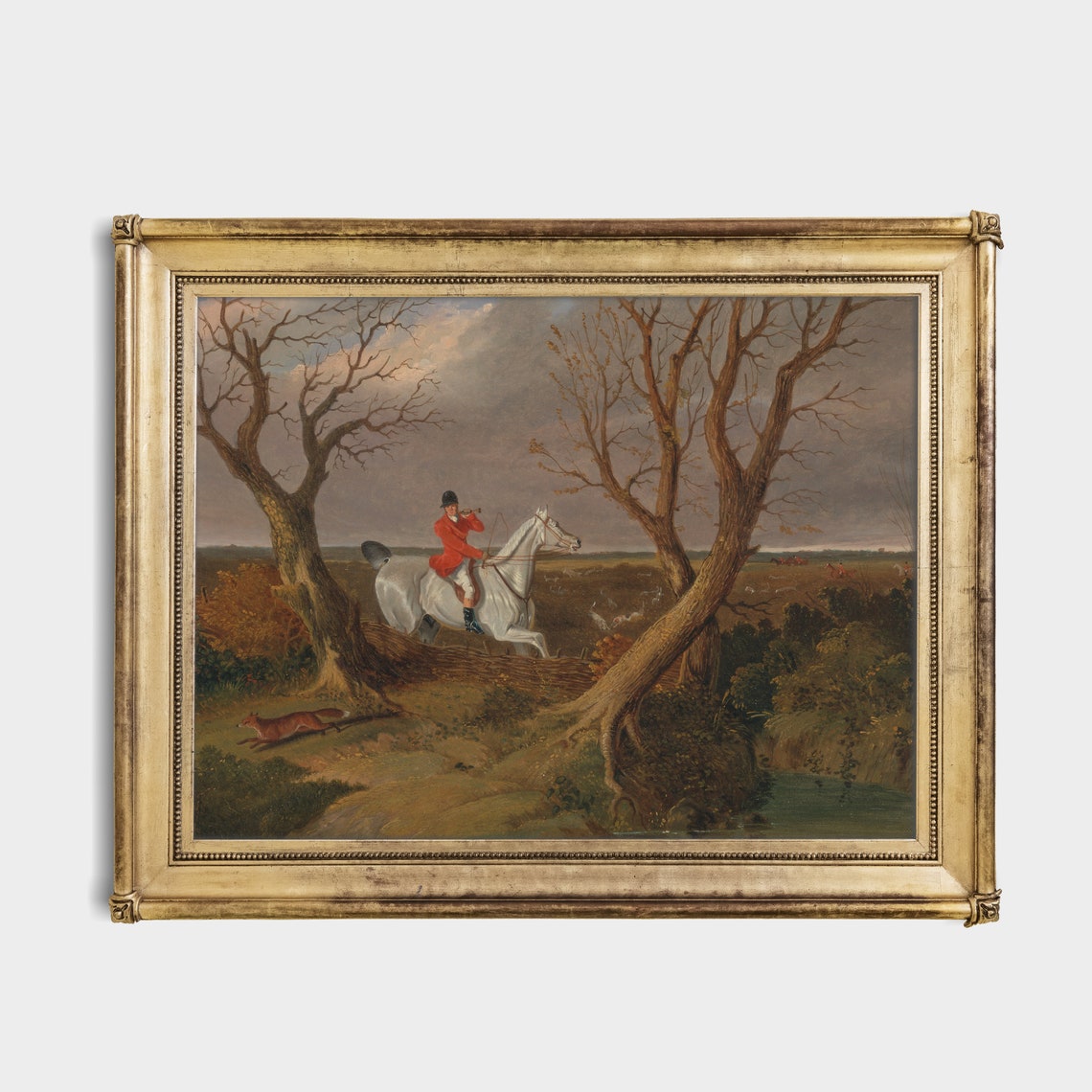 Fox Hunt With a Huntsman Blowing the Horn Vintage Sporting Poster - Image 4