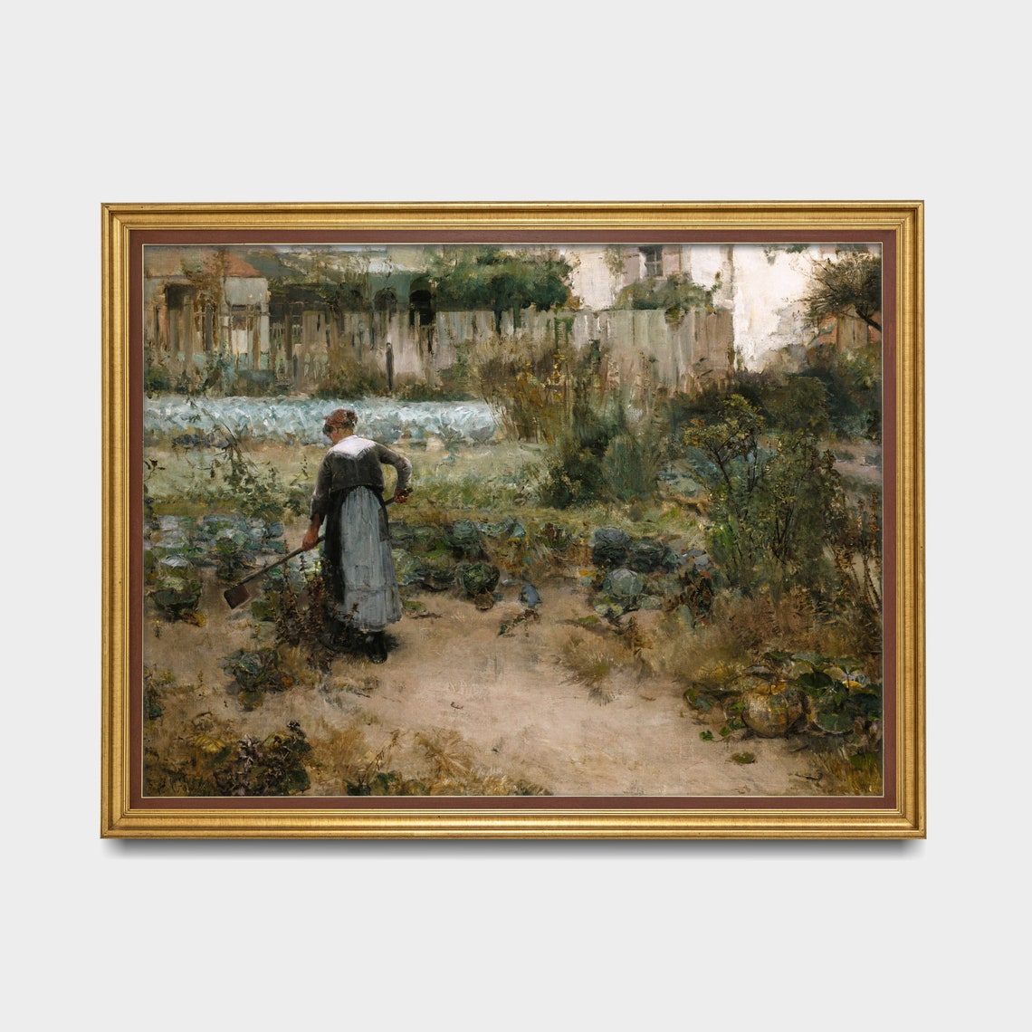Woman Tending a Vegetable Garden Beside a Rustic Cottage Poster - Image 5