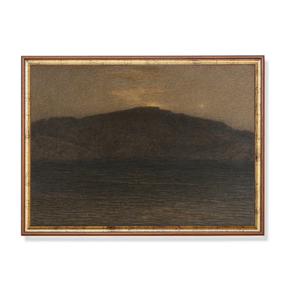 Print And Ship Charcoal Scenery Wooded Landscape Vintage Sketch Drawing Antique Nature Print Rustic Moody Charcoal Mailed Art