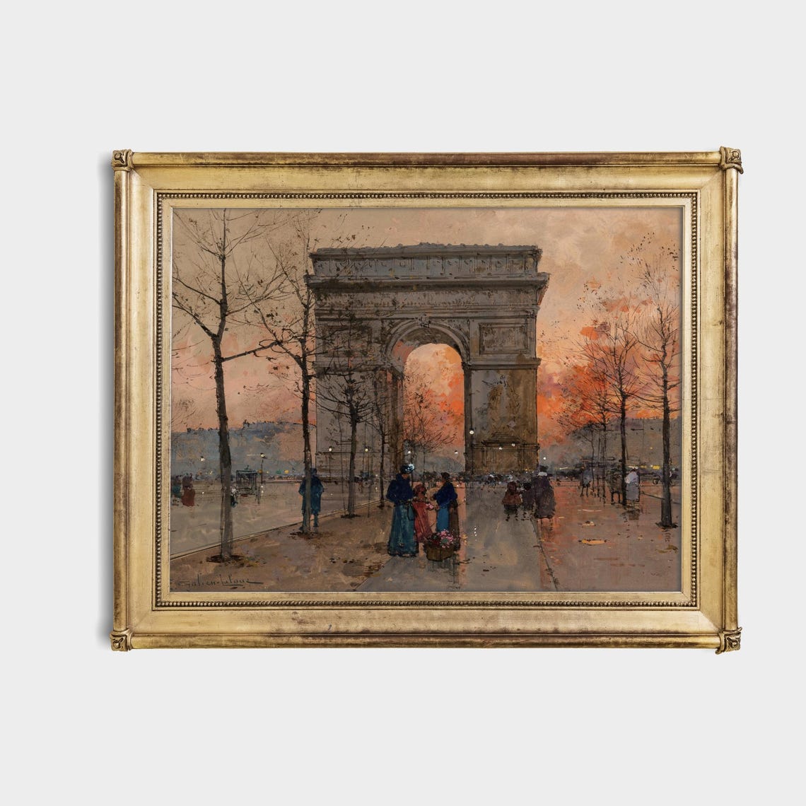 Arc de Triomphe Paris at Sunset Vintage Impressionist Poster - Image 4
