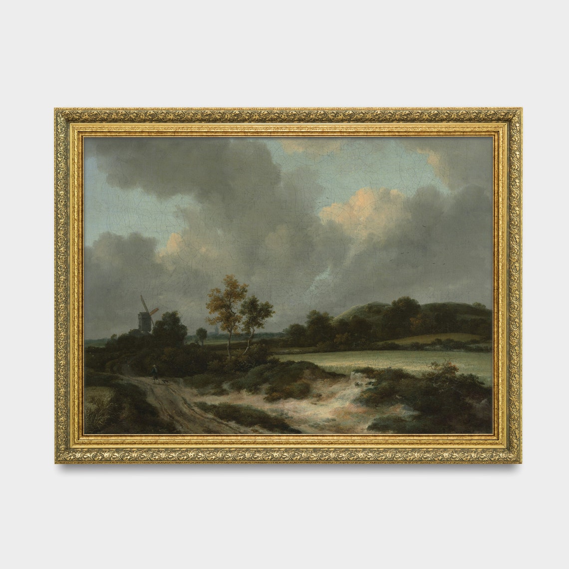 Dutch Landscape With a Windmill Under Stormy Skies Vintage Poster - Image 2