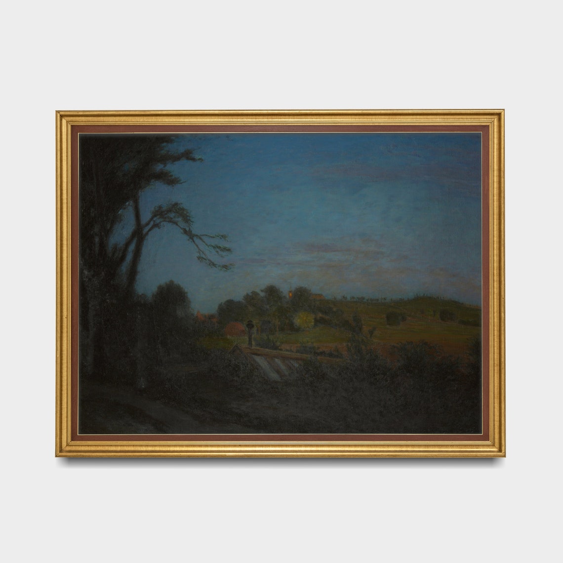 Twilight Countryside Under a Deep Blue Night Sky Moody Poster - Image 3