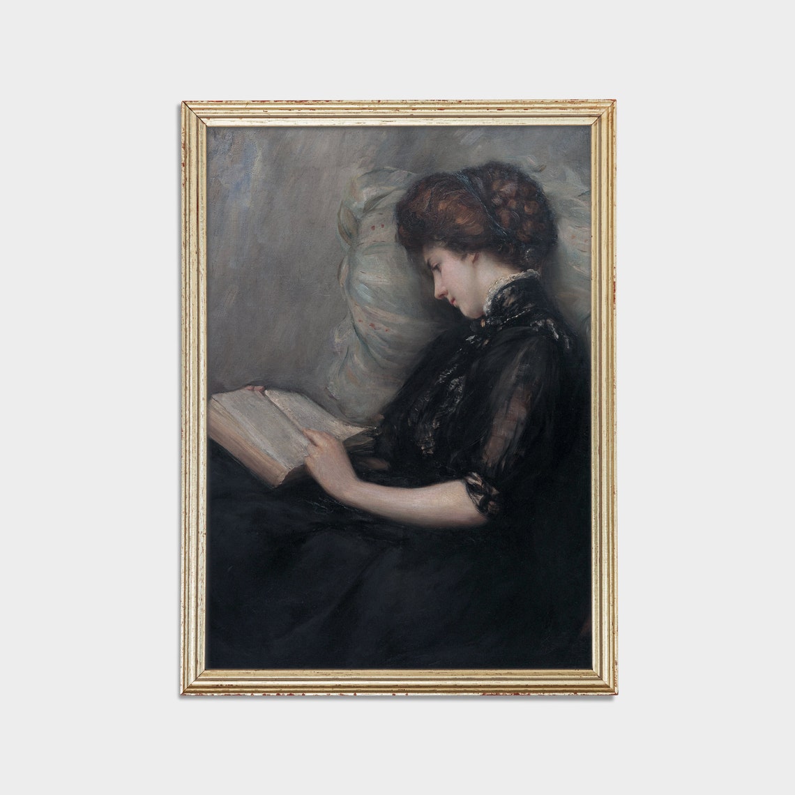 Vintage Portrait of a Woman Reading a Book by the Window Poster - Image 3