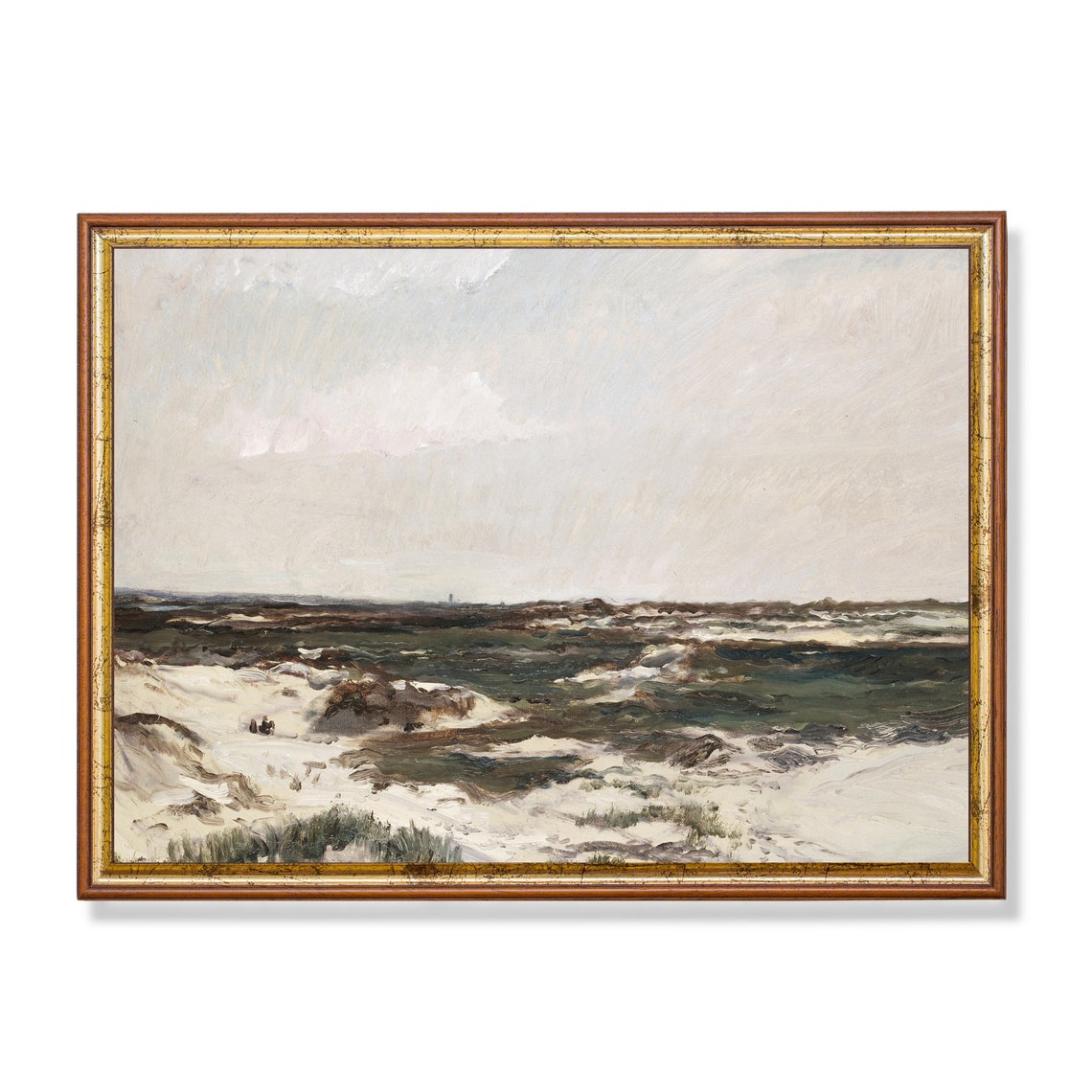 Windswept Coastal Dunes with Breaking Surf Antique Seascape Poster