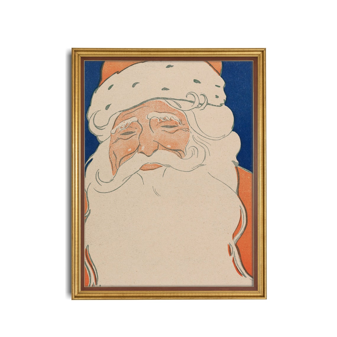 Winking Santa Claus Face Vintage Christmas Illustration Holiday Poster - Image 3