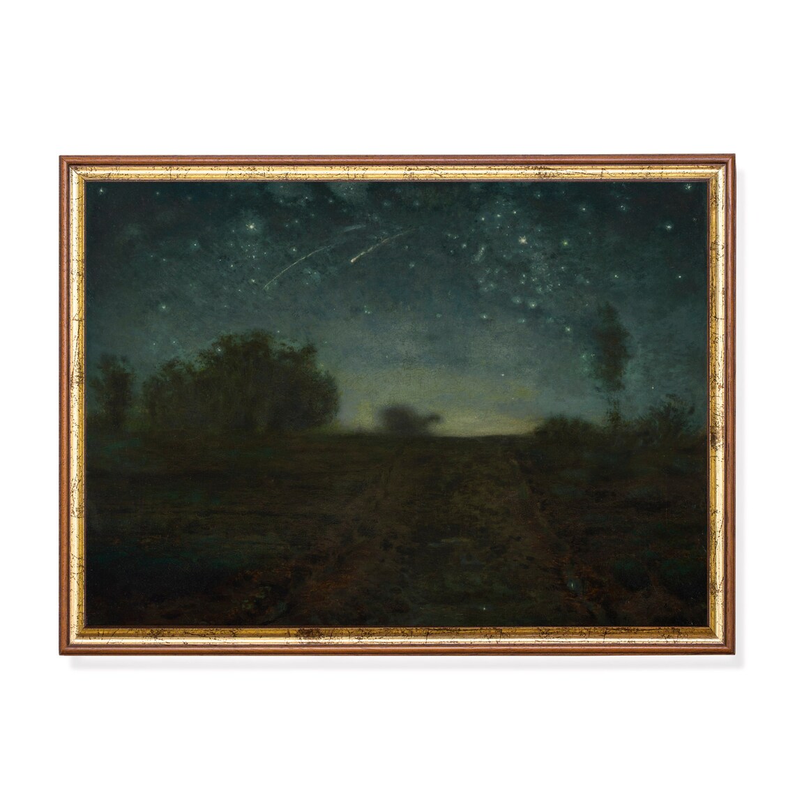 Starry Night Vintage Painting, Dark Academia Art Print