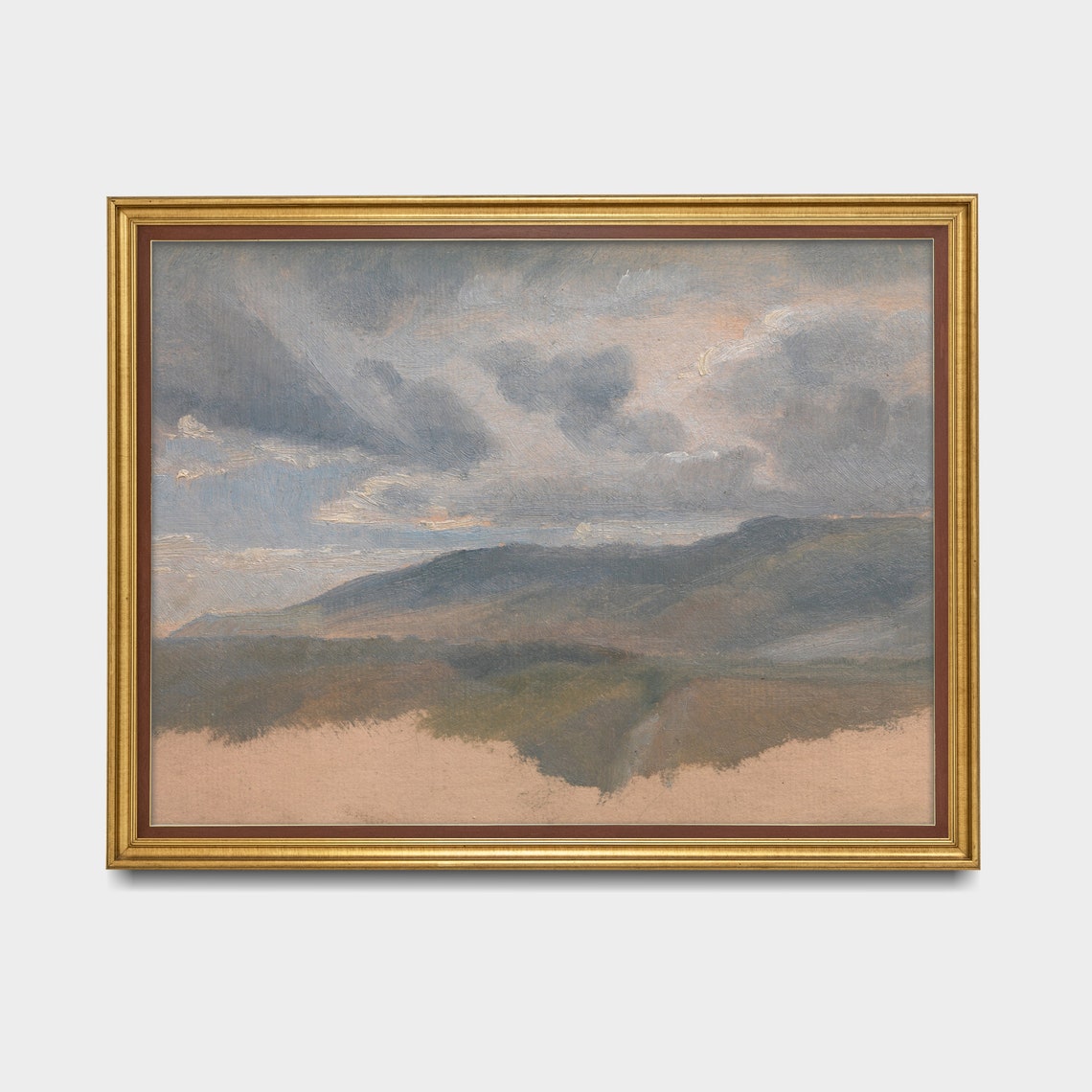 Cloud Study Over Rolling Hills Vintage Sky Sketch Painting Poster - Image 3