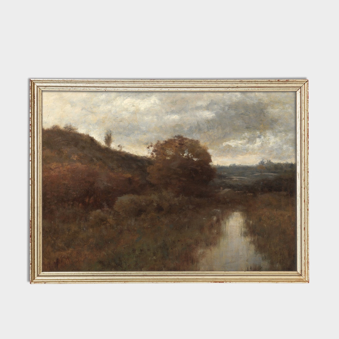 Autumn Stream Winding Through a Moody Tonalist Woodland Poster - Image 2