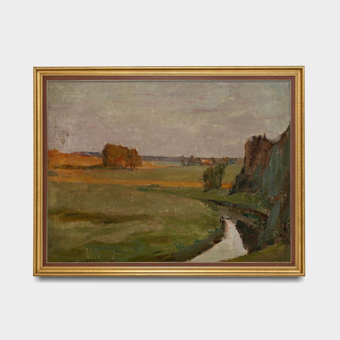 Golden Hour Meadow Stream Impressionist Countryside Landscape Poster - Image 5