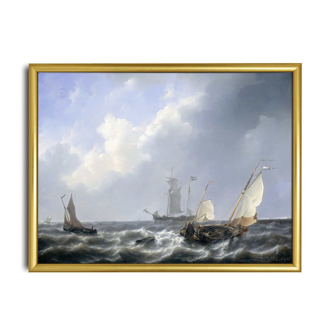Vintage Sailing Ship Painting Antique Seascape Print Moody Rustic Fine Art Nautical Decor Wall Art - Image 5