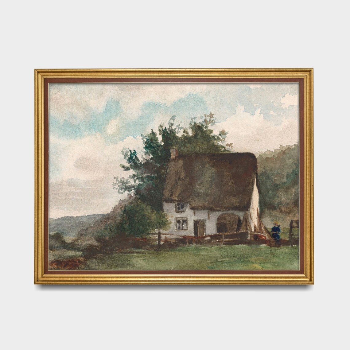 Vintage Landscape Art Print, Rustic Farmhouse Cottage - Image 3