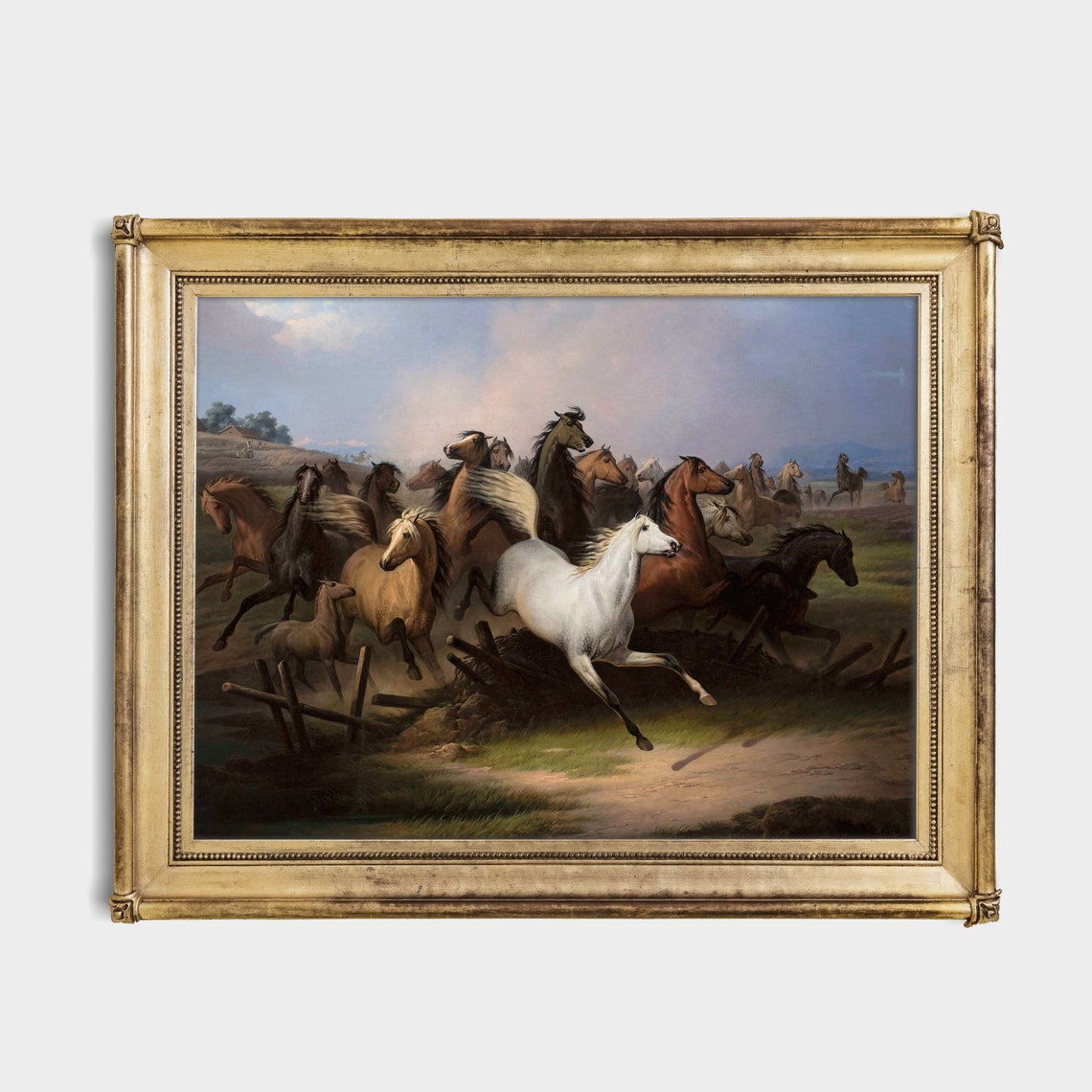 Wild Horses Stampede Across the Plains Vintage Equestrian Poster - Image 2