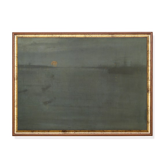 Moody Seascape Painting Dark Nautical Decor Rustic Sunset Harbour Print Wall Art Coastal Vintage Decor