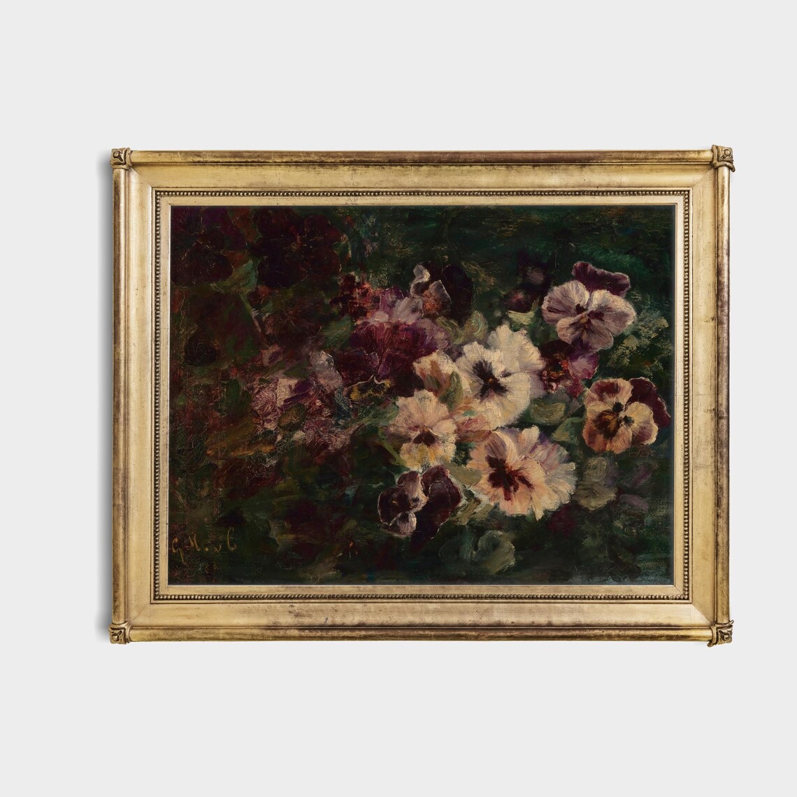 Vintage Pansies Still Life Art Print, Farmhouse Decor - Image 4