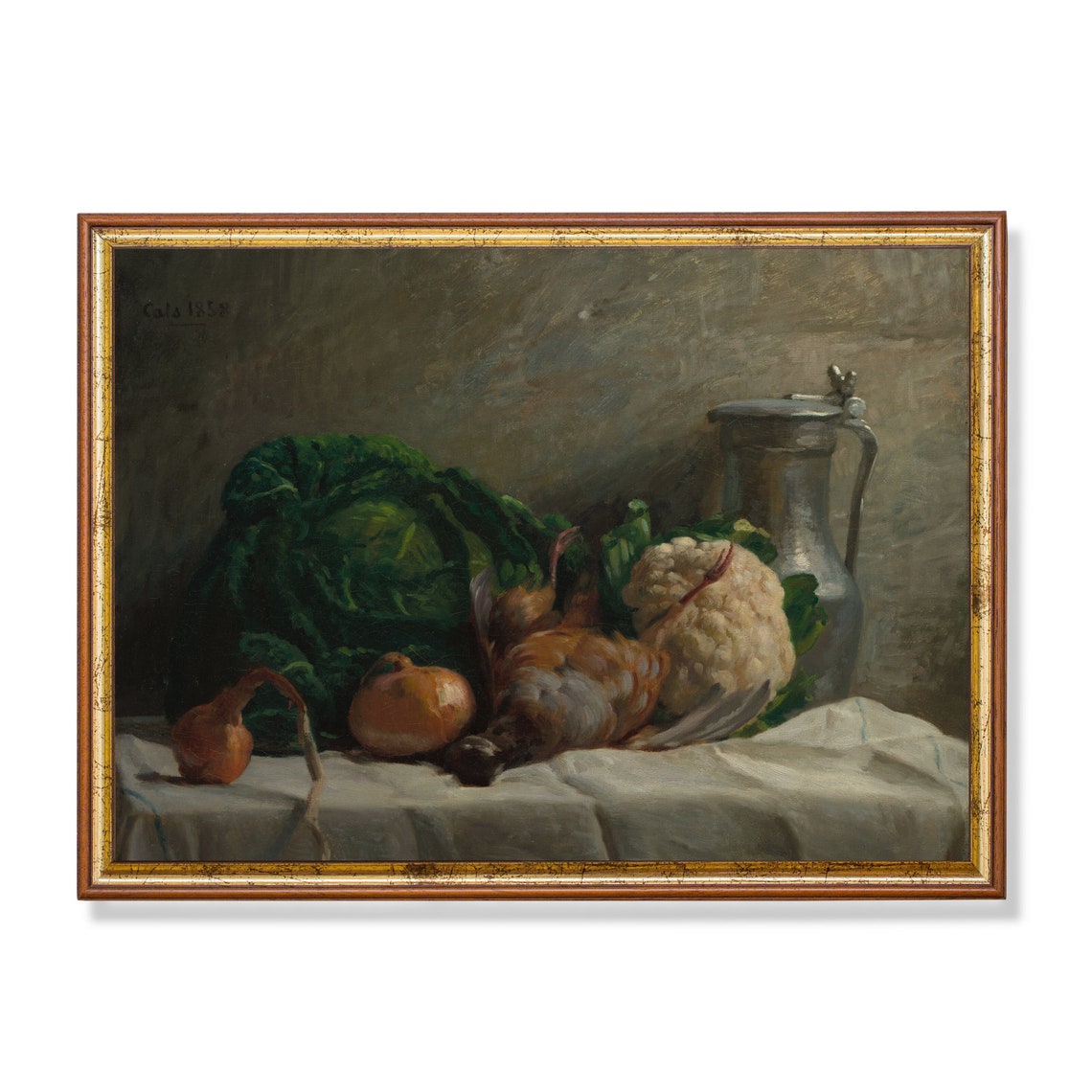Cabbage Cauliflower and Game Bird Vintage Kitchen Still Life Poster
