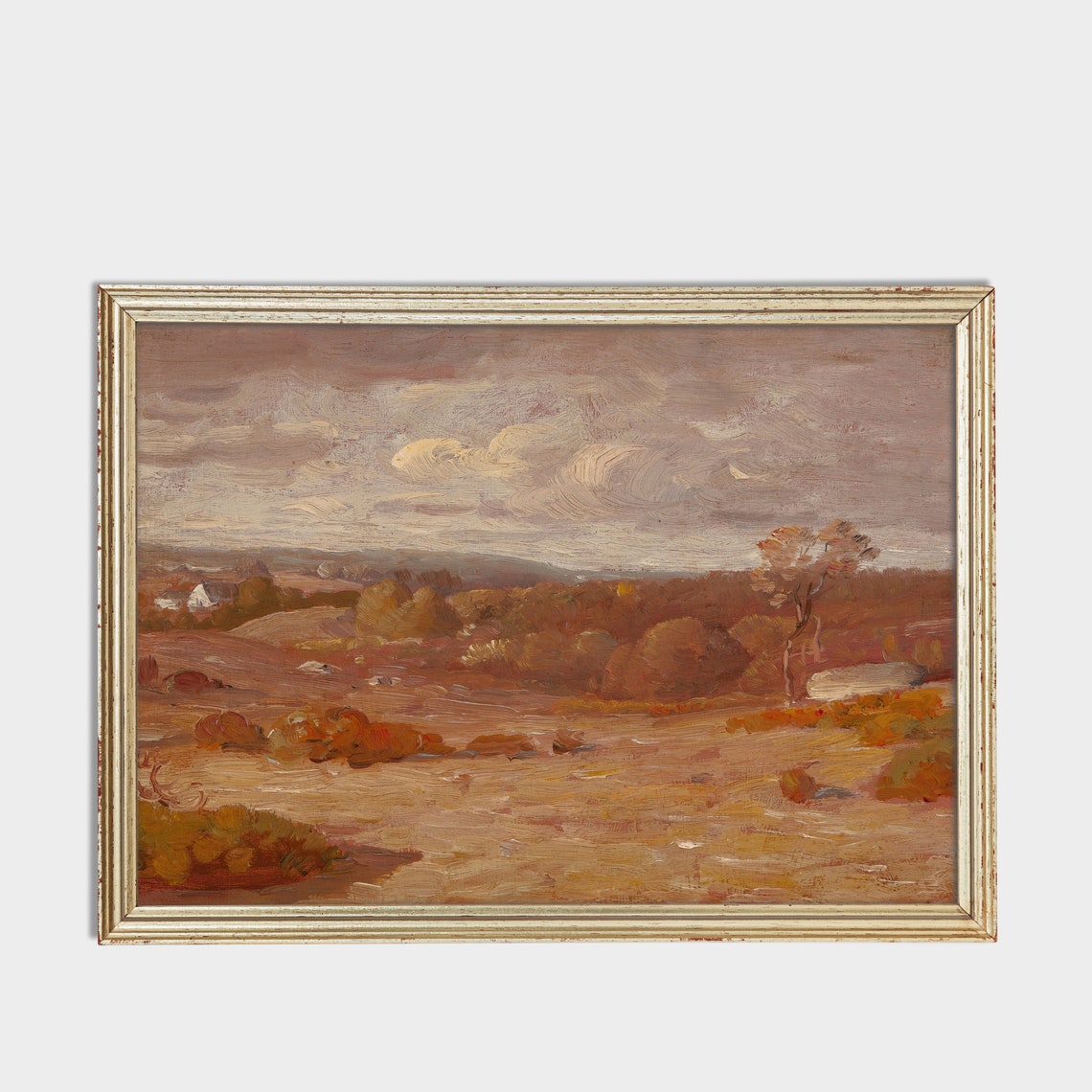Autumn Countryside With Golden Fields and Trees Antique Poster - Image 3