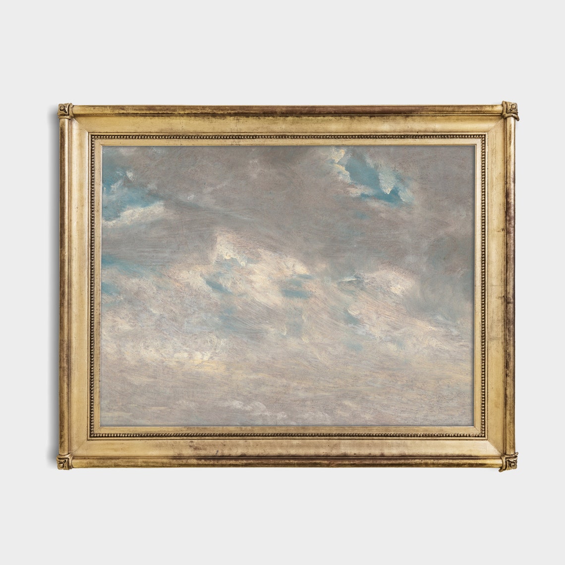 Swirling Gray Clouds with Patches of Blue Sky Oil Study Poster - Image 2