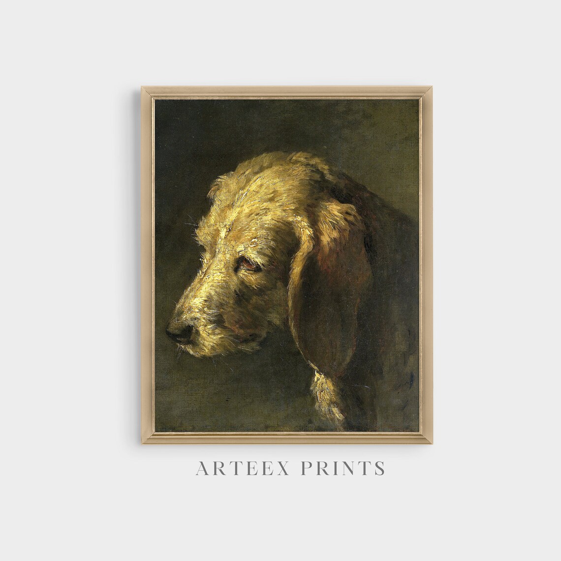 Profile of a Hound Head Antique Dog Portrait Oil Painting Poster - Image 5