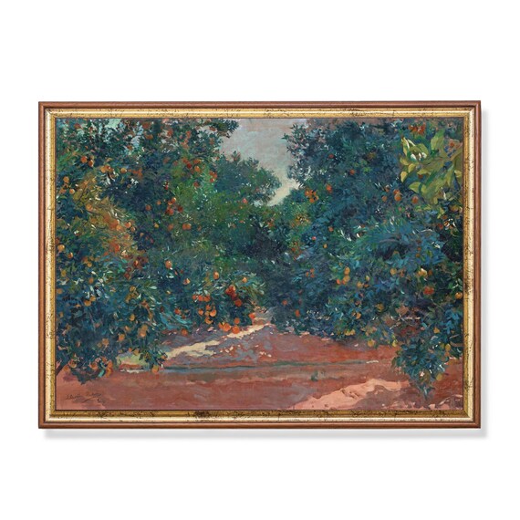 Printed And Shipped Vintage Orange Tree Painting Country Landscape Antique Kitchen Decor 18th Century Fine Art Physical Prints