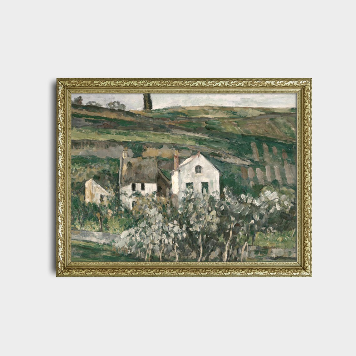 Vintage Landscape Painting Antique Country Landscape Vintage Cottage Moody Art Farmhouse Decor Wall Art - Image 2