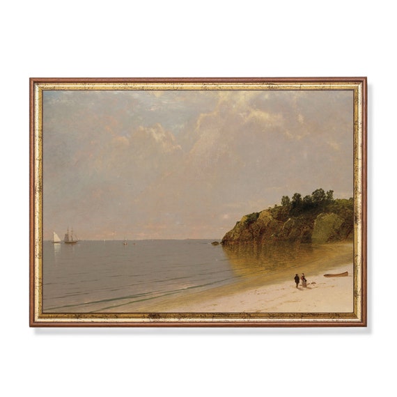 Printed And Shipped Vintage Landscape Painting Antique Coastal Decor Seascape Painting Moody Rustic Fine Art Physical Prints