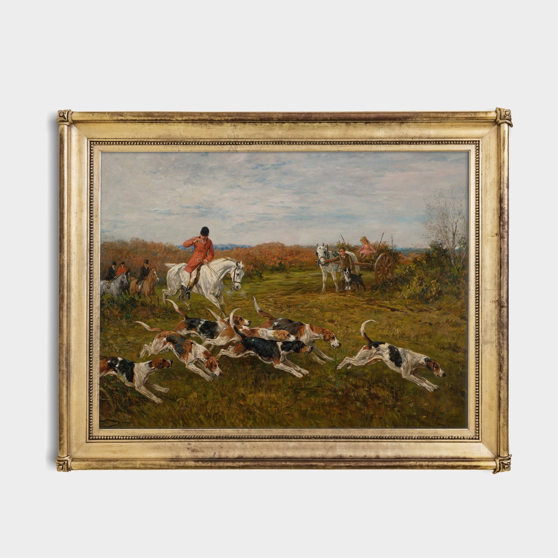 Fox Hunt Riders and Hounds Racing Across the Field Vintage Poster - Image 2