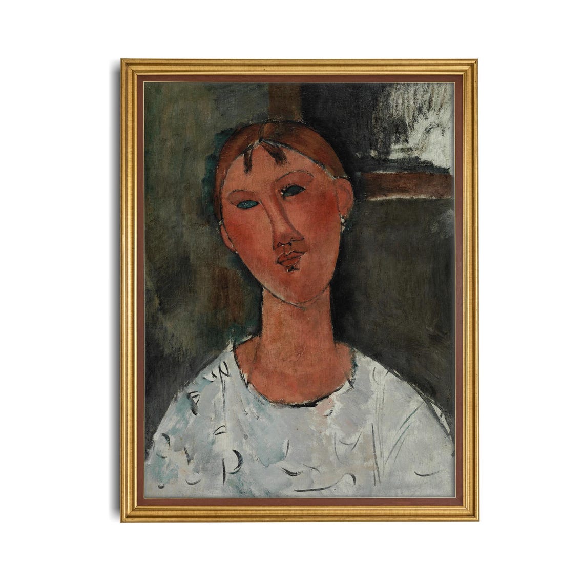 Modigliani Style Portrait Of A Woman In White Vintage Poster - Image 4