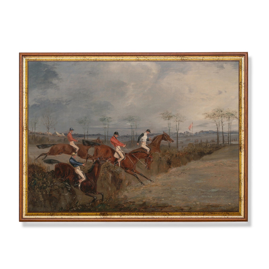 Vintage Horse Painting Antique Equestrian Print Farmhouse Animal Print Wall Art Oil Painting Fine Art