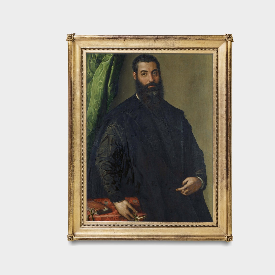 Bearded Renaissance Gentleman Holding a Book Portrait Poster - Image 3