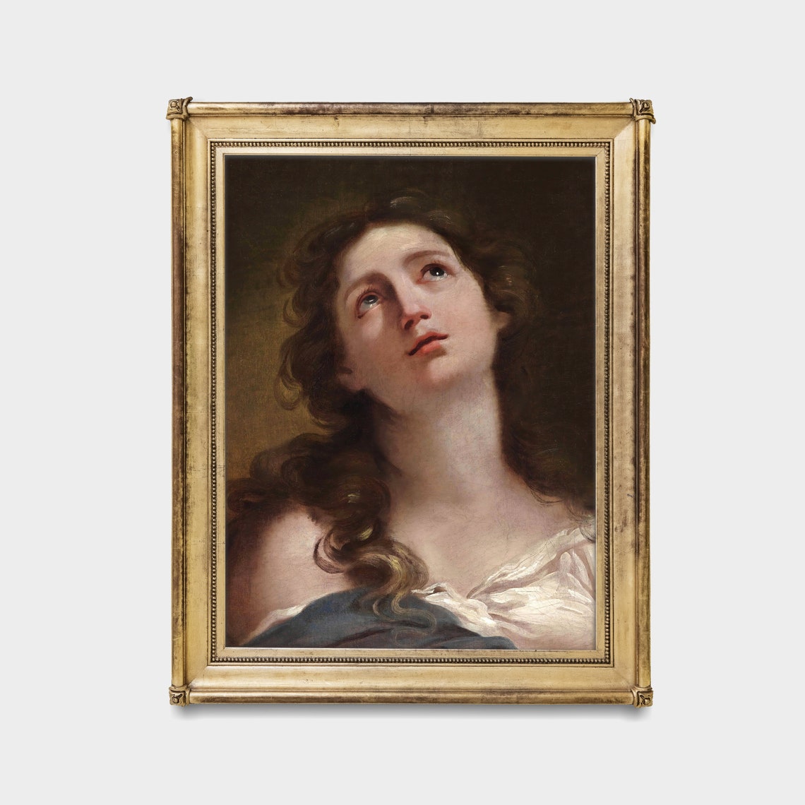 Young Woman Gazing Upward with Soulful Eyes Baroque Portrait Poster - Image 4