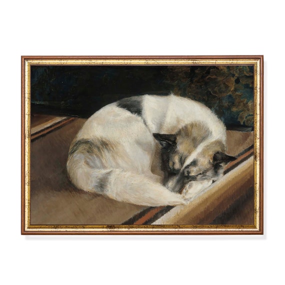 Printed And Shipped Sleeping Dog Print Vintage Dog Painting Antique Animal Print Moody Rustic Art Farmhouse Decor Physical Print