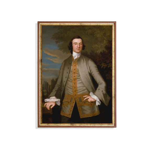 Printed And Shipped Vintage Gentleman Portrait Antique Man Portrait Oil Painting Print Moody Rustic Fine Art Physical Prints