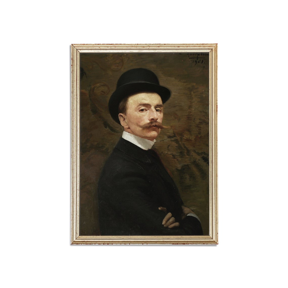 Edwardian Gentleman Portrait With Bowler Hat and Mustache Poster - Image 3