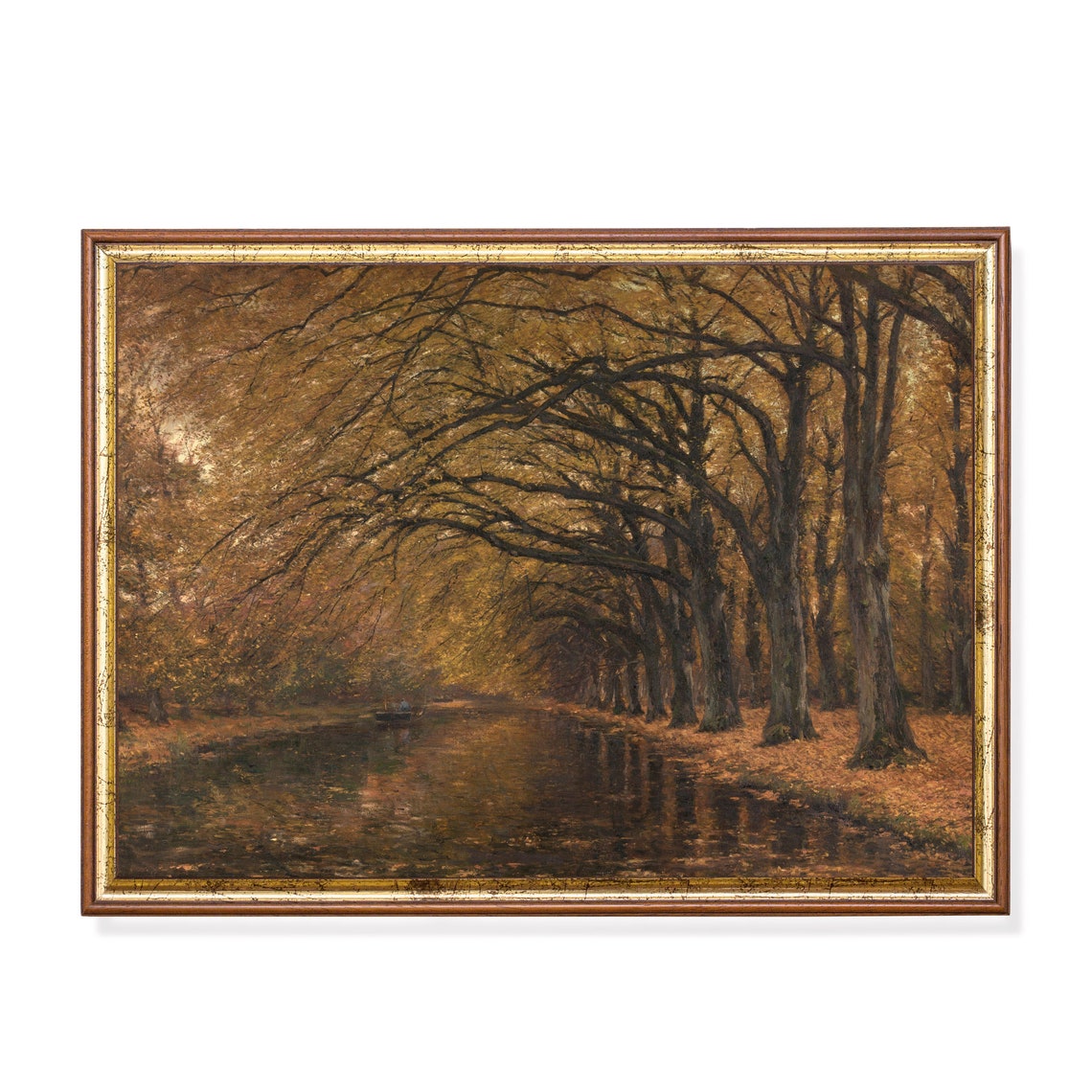 Printed And Shipped Vintage Autumn Landscape Antique Fall Painting Rustic Moody Print Nature Forest Fine Art Physical Prints
