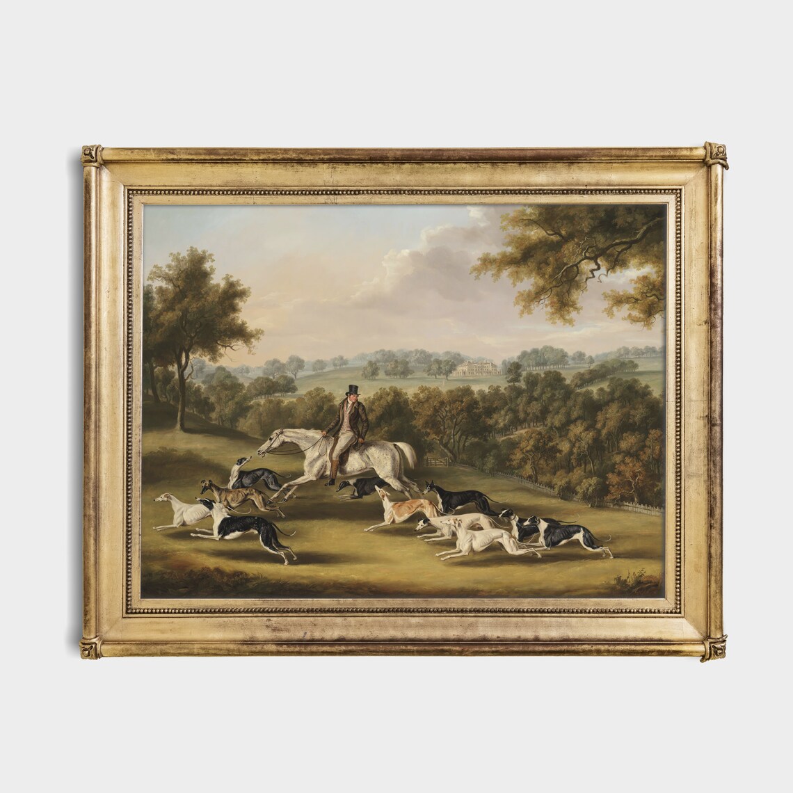 Vintage Horse and Greyhounds Art Print, Equestrian - Image 2