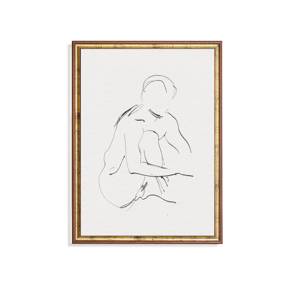 Seated Nude Minimal Single Line Drawing Modern Figure Poster